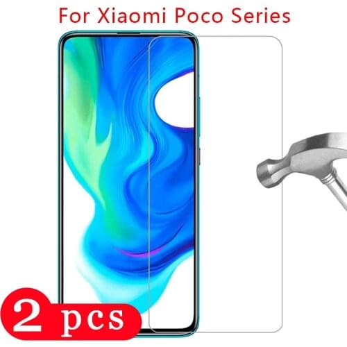 2Pcs 9H tempered glass for xiaomi mi play Poco X3 C3 M2 F2 pro X2 Pocophone F1 phone protective screen protector smartphone film