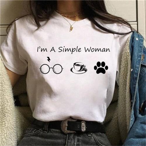 I'm A Simple Woman T-shirt Harajuku Graphic T Shirt Women Ladies 90s Ulzzang Graphic Letter T Shirts Women Femme Clothes
