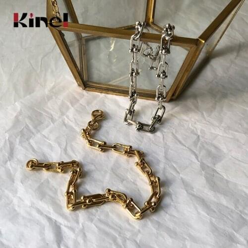 Kinel Authentic 925 Sterling Silver Heavy Industries Chain Bracelet for Women Korea Fine Jewelry INS Accessories Gift