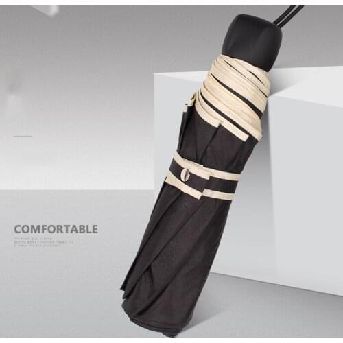 Three Fold Large Umbrella Men Women Waterproof Wind Resistant Solid Black Umbrella Rain Sunny and Rainy Adult Umdrella B65