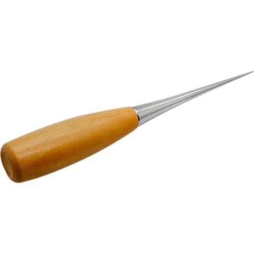 1pcs Leather Cloth Awl Sewing Tool Hole Punching Leather Wood Handle Steel awl Craft Stitching Leather Awl Sewing Tools
