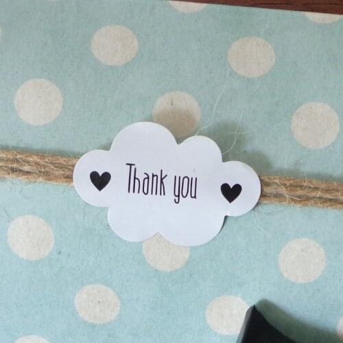 102pcs Cloud Shape White Seal Sticker Thank You Paper Labels Gift Bag Candy Box Paper Sticker for Wedding Party Favor DIY Decor