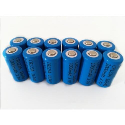 12pcs/lot 3.7V CR123A 16340 rechargeable battery large capacity 1000mAh CR123A lithium secondary battery suitable for camera