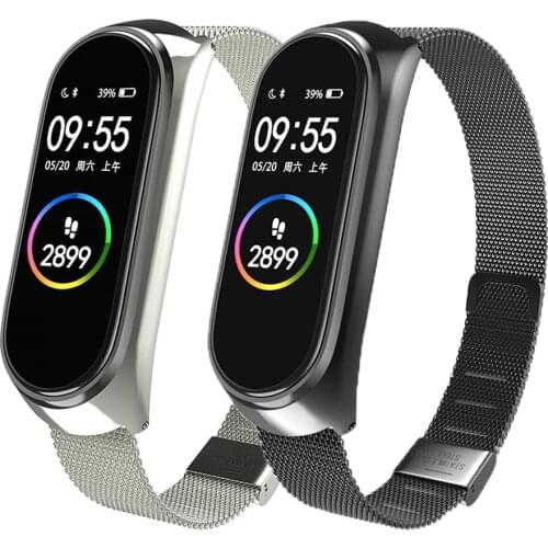 2021New Metal Strap for Xiaomi 6 5 4 3 Milanese Stainless Steel Correa MiBand 4 5 6 Strap Compatible Bracelet Wristband Pulseira