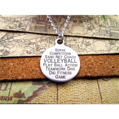 3pcs/lot Fashion stainless steel necklace "VOLLEYBALL" Charms Pendant necklace jewelry Gift more style for choosing