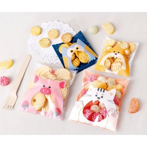 50PCS Pig Mouse Cat Plastic Bag Wedding Birthday Cookie Candy Gift Packaging Bags Party Favors Packaging Bag Pouch Candy box
