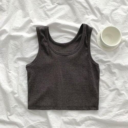 Basic Crop Top Womens Sleeveless Solid Color Tank Vest White Camisole Casual Bottom Basic Camis Tops Vest Female Crop Vest