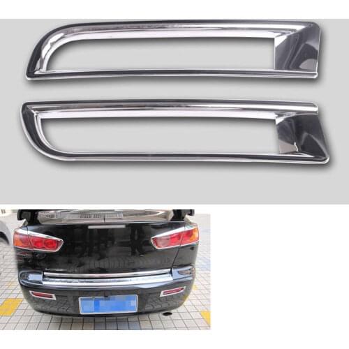 BBQ@FUKA 2Pcs Chrome Car Rear Tail Fog light Lamp Cover Trim Sticker ABS For 2008-2014 Mitsubishi Lancer Sedan