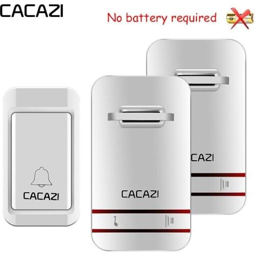 CACAZI Self Powered Wireless Doorbell Waterproof with No Battery Door Bell EU US UK Plug 120M Remote 38 Ringtones Flash Light