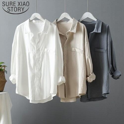 Fashion Loose Solid Women Shirts Blusas Mujer 2021 Spring Autumn New Long Sleeve Women Blouses Tops Office Lady Clothing 6720