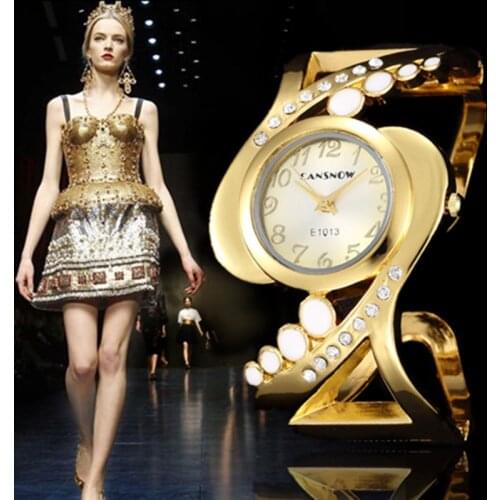 Hot Sale Fashion Golden Women Bangle Watches Ladies Girls Charm Casual Clock Unique Female Bracelet Watch Gifts Relogio Feminino