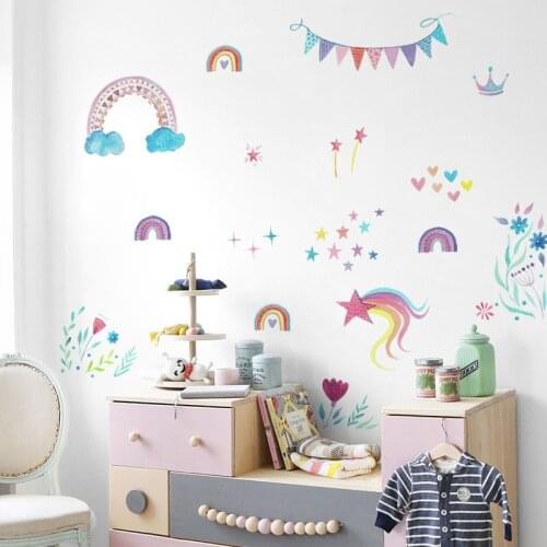 Cartoon Rainbow Cloud Wall Sticker Bedroom Kids Rooms Decorations Baby Decoration Supplier Nursery Mural Party Home Decor PVC