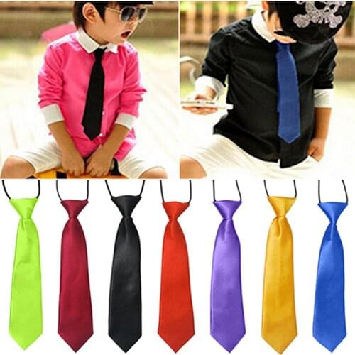 Children Tie Colorful Accessory School Boys Kids Baby Wedding Banquet Solid Colour Elastic Necktie For Party Gift Good Quality