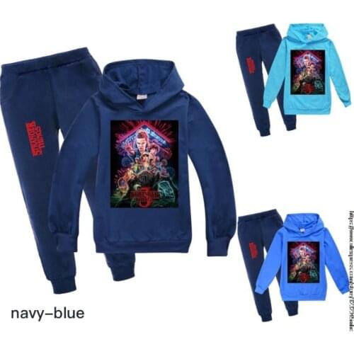Stranger Things Print Kids Boys Girls Hoodies Pants Suit Sweatshirts 2pcs/sets Jogging Pant Childrens Set Clothing