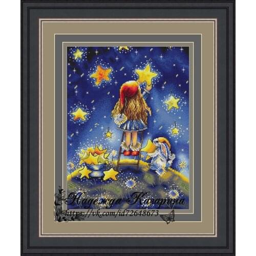 HH Counted Cross Stitch Kit Pick stars Handmade Needlework For Embroidery 14ct Cross Stitch