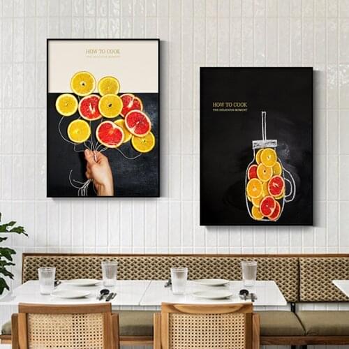 Nordic Orange Pineapple Kitchen Canvas Painting Fruits Poster And Print Modern Wall Art Picture Living Dining Room Decoration
