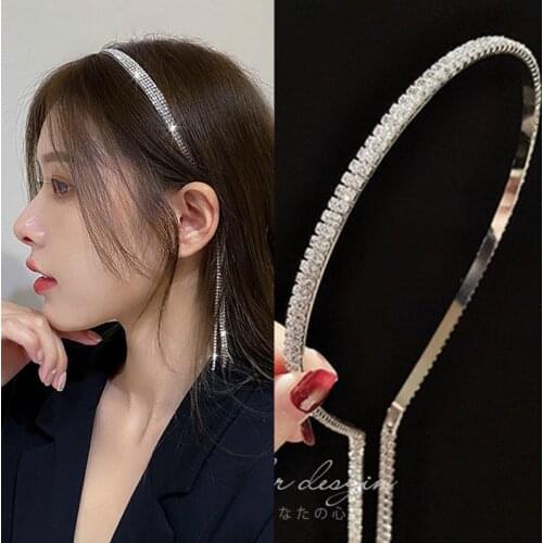 Korean Fairy Rhinestone Headband Hair Hoop Hairbands Crystal Chain Tassel Head Band Party Casual Women Girls Hair Accessories
