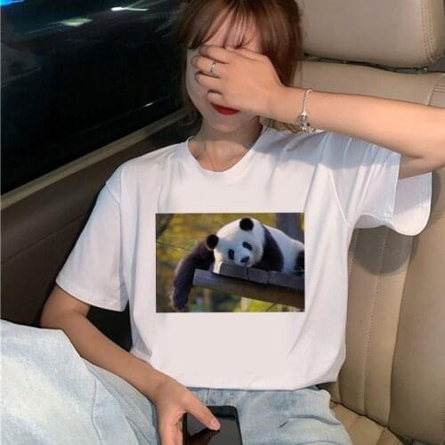 Summer Short Sleeve O-neck Women Tops Tshirt Casual Tees Lady Aesthetic Panda Zoo Print Women T shirt
