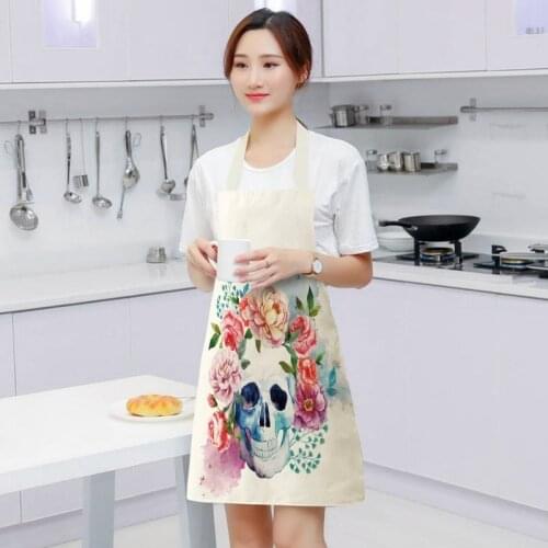 Summer new creative fashion flower skeleton series cotton and hemp apron