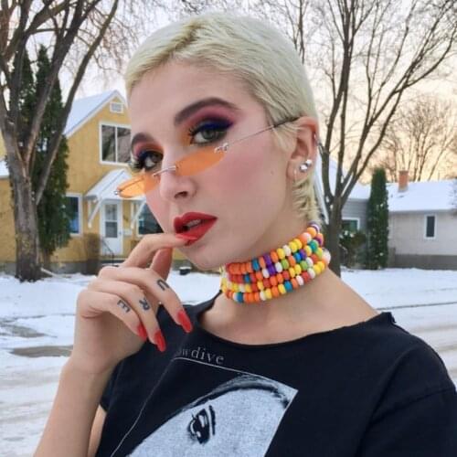 Fashion Narrow Small Sunglasses 2019 Luxury Brand Designer Retro Rimless Sunglasses Metal Trend Small Sun Glasses UV400