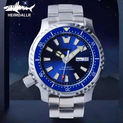 HEIMDALLR Mens Mechanical Watch NH36A Sapphire Crystal Automatic C3 Super Luminous 316 Steel Diver Watch 200m Waterproof