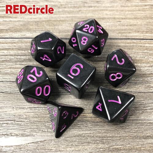 7pc/set Multi-Sided Dice Without Opaque Effect D4 D6 D8 D10 D12 D20 Playing Games Set for Home Gambling Board Game