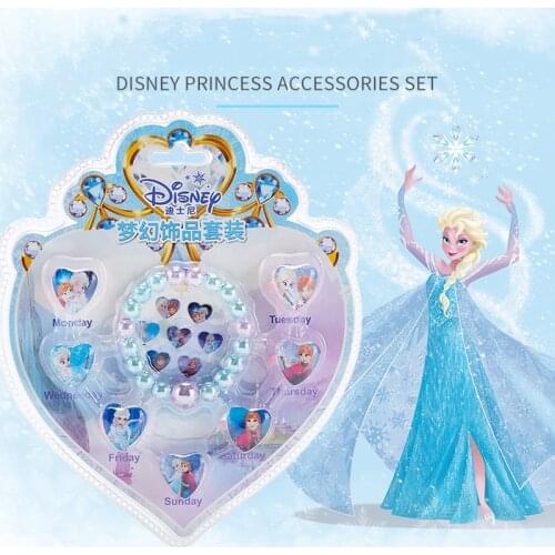 Disney Frozen Girls Pretend Play Makeup Toy Bracelet Ring Diamond Sticker Set Sofia The First Jewelry Combination