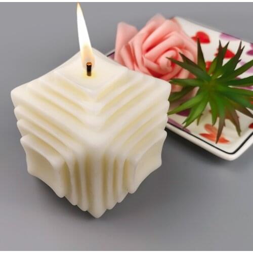 New 3D Cube Wax Candle Mold Silicone Aromatherapy Plaster Candles Mould Hand-made Aroma Wax Soap Mold DIY Candle Crafts
