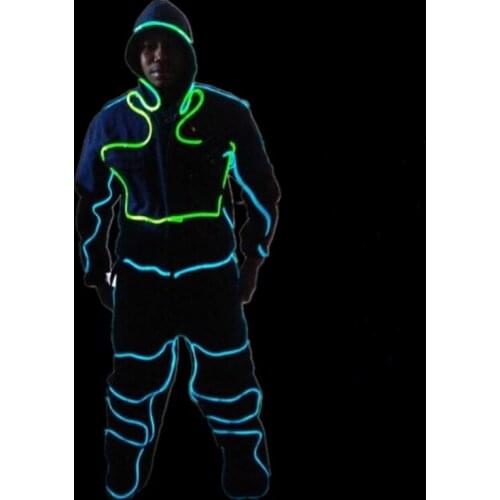 New design El wire glowing flashing costumes for dj dancing stage show performance