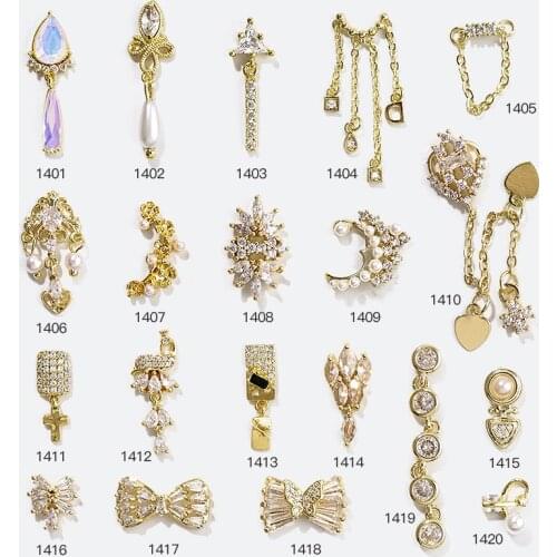High Quality New Product Bow Peacock Tassel Pendant Chain Zircon Diamond DIY Fashion Charm Nail Art Decoration