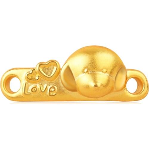Solid 24K Yellow Gold Bracelet 3D 999 Gold Dog LOVE Weave Bracelet 1.14g