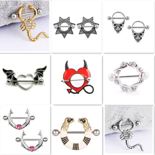 Trendy fashion dolphin magic star stainless steel scorpion breast ring punk body perforated breast ring jewelry