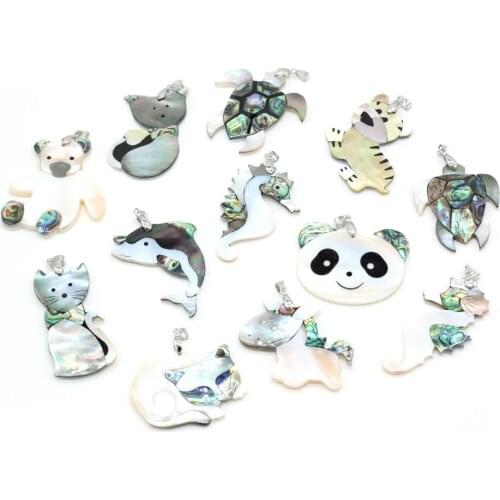 Natural Shell Animal Pendant Mix Style Fashion Shell Pendant Charms for Making DIY Jewelry Necklace Best Gift