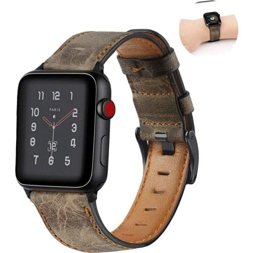 Retro Genuine Leather strap for apple watch 5 4 band 44mm 40mm 42mm 38mm belt iwatch series 5/4/3/2/1 bracelet Accessories