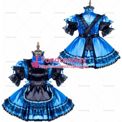 Sissy maid satin dress lockable Uniform cosplay costume Tailor-made[G3801]