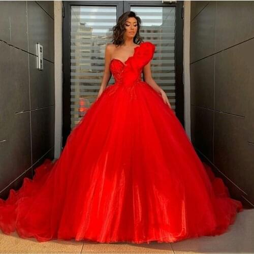 SoDigne 2021 One-Shoulder Evening Dresses Lace Appliques Beading Prom Gowns Party Dress Red A Line Special Occasion Dress