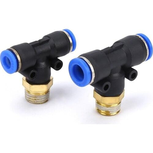 4mm 6mm 8mm 10mm 12mm Tube To 1/8" 1/4" 3/8" 1/2" BSP Male Thread Tee Type One Touch Air Pneumatic Pipe Fitting Quick Connector