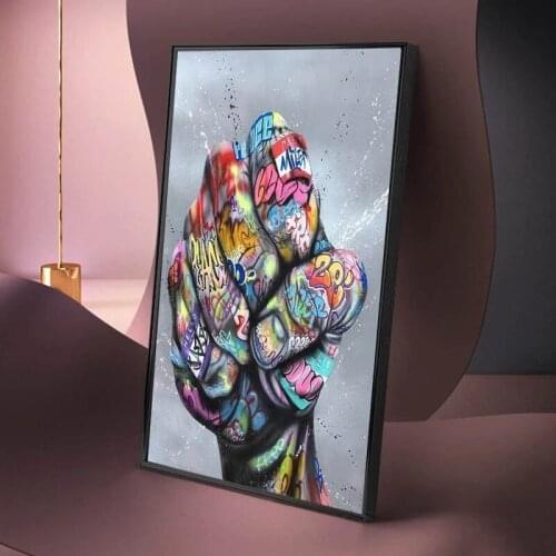 Street Graffiti Art Canvas Painting Lover Hands Art Wall Posters and Prints Inspiration Artwork Picture for Living Room Decor