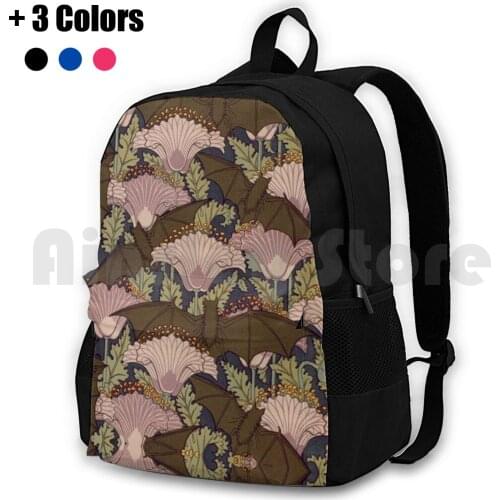 Vintage Art Deco Bat And Flowers Outdoor Hiking Backpack Waterproof Camping Travel Bat Bat Design Bat Designs Bat Pattern Bat