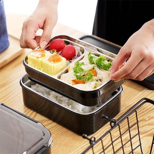 High Capacity Lunch Box Stainless Steel Double Layer Food Container Portable Microwave Lunchbox for Kids Picnic School Bento Box