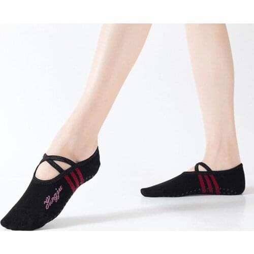 Womens Round Head Cross With Leaky Back Yoga Socks Professional Non-Slip Sports Stockings Exercise Fitness Necessity