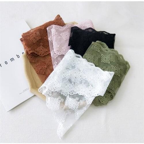 Womens spring and summer fashion embroidery transparent triangle scarf