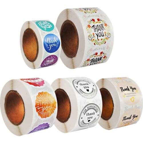 1inch/1.5inch Thank You Sticker Colorful Flower Label Takeaway Gift Decoration Self-adhesive Sealing Sticker Party Decoration