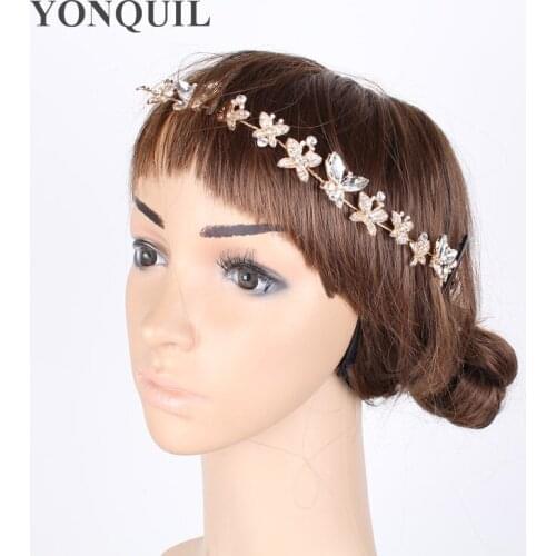 2PCS/LOT Fashion Rhinestone Butterfly Hair Accessories Rose Gold Bridal Wedding Crystal Flower Party Hair Jewelry SYBC27