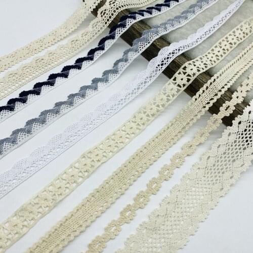 2yards 100% Cotton Lace Ribbon For Apparel Sewing Fabric Ivory Trim Cotton Crocheted Lace Fabric Ribbon Handmade Accessories