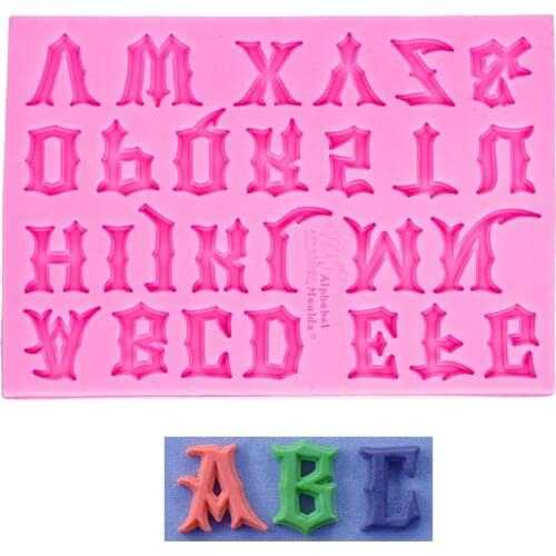 26 letters shaped 3D fondant cake silicone mold for polymer clay molds chocolate pastry candy making decoration tools F1184