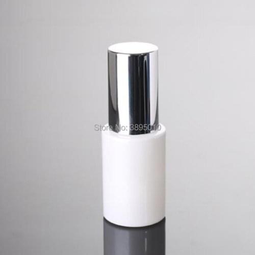 30ml Empty Glass Lotion Pump Bottle white Emulsion Women Cosmetic Container F938
