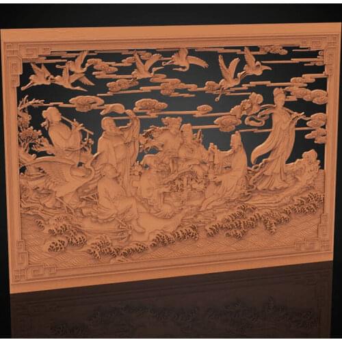 3D STL Model Relief for CNC Router Engraver Carving Machine Artcam aspire-Eight Immortals crossing the sea in Chinese Mythology