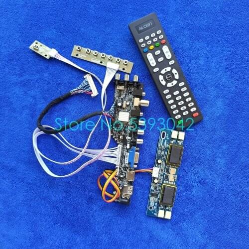 4CCFL Fit HT17E11/HT17E12/HT17E13/HT17EX1 panel LCD controller board kit USB VGA AV signal digital DVB 30pin LVDS 1280*1024