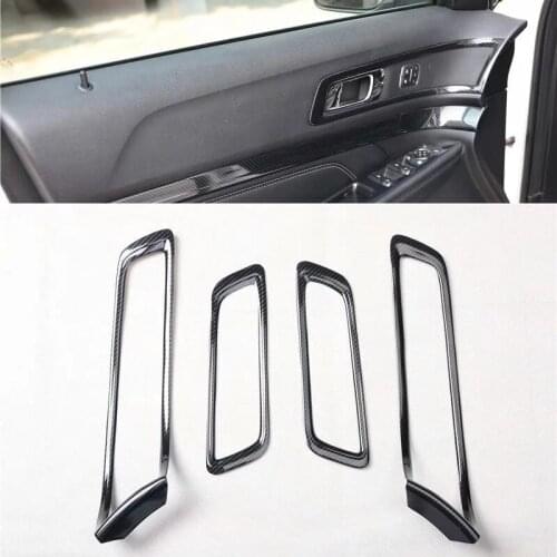 For Ford Explorer 2016-2018 4PCS Car Door Handle Bowl Protector Cover Trim Carbon Fiber ABS Car Accessories